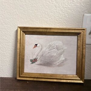 Elegant Gold Framed Swan Art